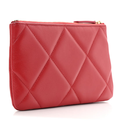 Chanel Shiny Goatskin Quilted Small Chanel 19 Pouch Red 3 of 8