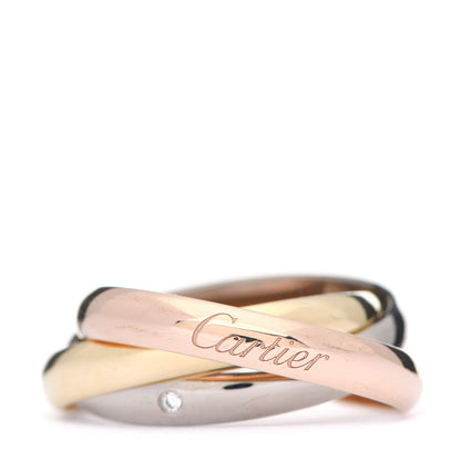 Cartier 18K Pink Yellow White Gold Diamond Trinity Ring 57 8 1 of 4