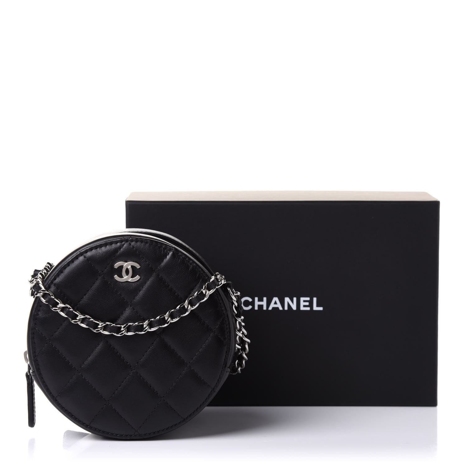 Chanel Lambskin Quilted Round Clutch With Chain Black 11 of 11