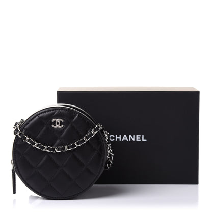 Chanel Lambskin Quilted Round Clutch With Chain Black 11 of 11