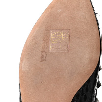 Valentino Garavani Ayers Snakeskin Rockstud Ballerina Flats 36 Black 8 of 8