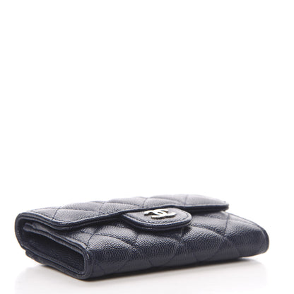 Chanel Caviar Quilted Flap Card Holder Wallet Navy Blue 3 of 9