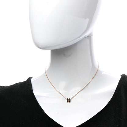 Hermes Lacquered Rose Gold Mini Pop H Pendant Necklace Black 3 of 7