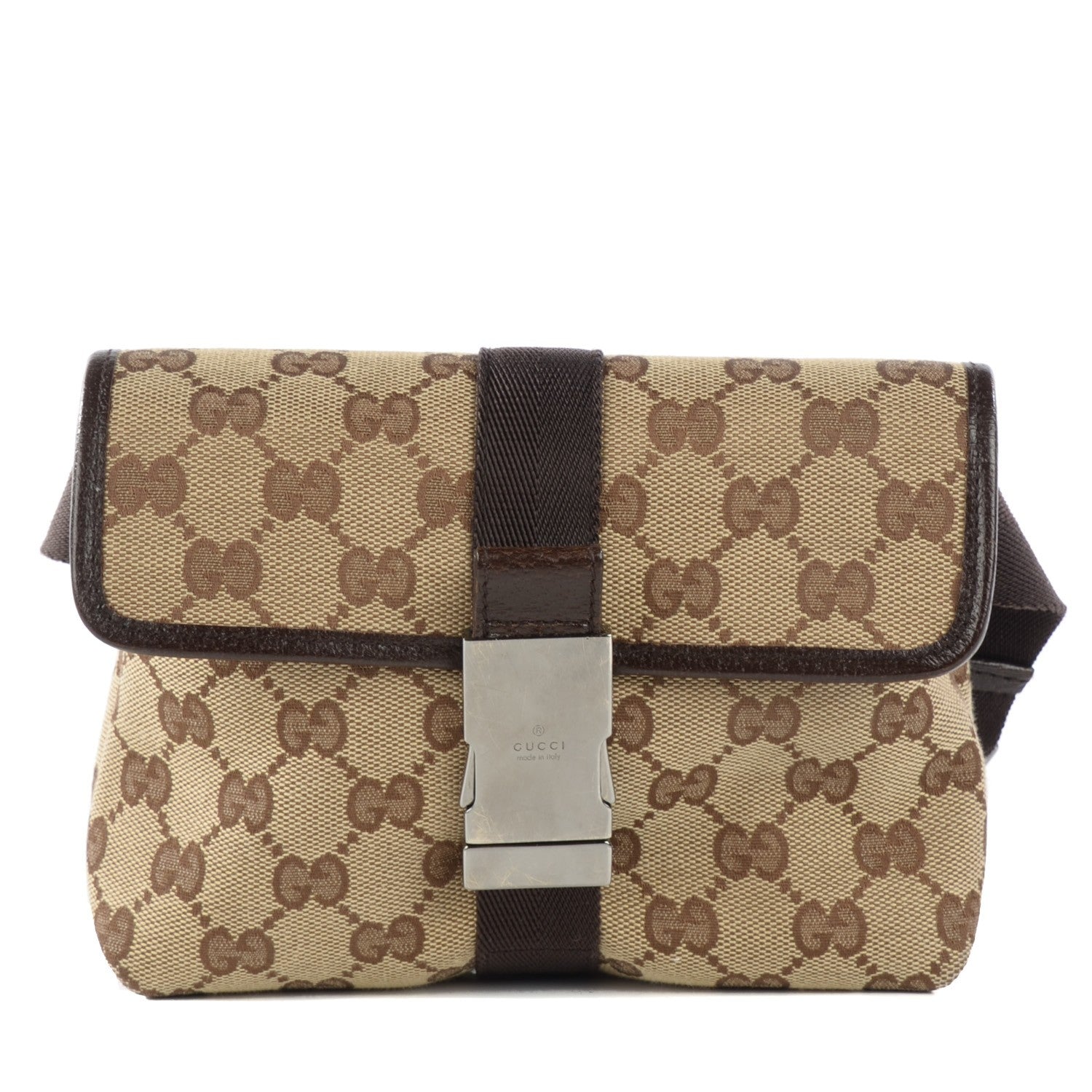 Gucci Monogram Waist Pouch Bag Dark Brown 1 of 7