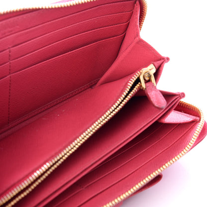Prada Saffiano Fiocco Bow Zip Around Wallet Peonia 6 of 10