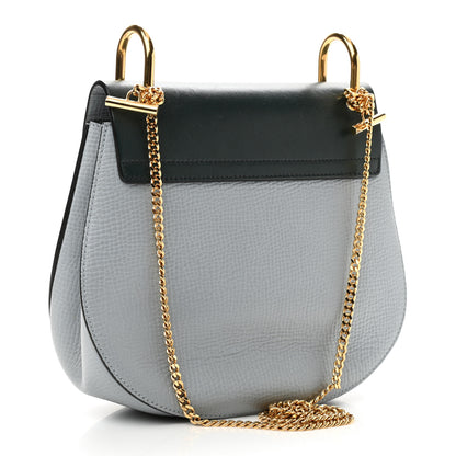 Chloe Grained Calfskin Lambskin Bi-Color Drew Shoulder Bag Cloudy Blue Green 3 of 14