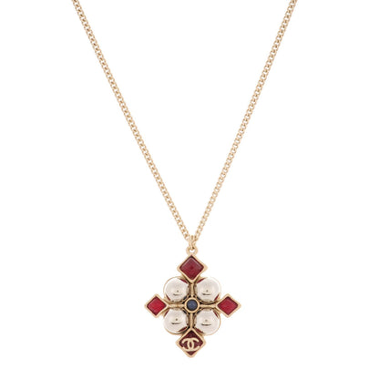 Chanel Gripoix Poured Glass CC Necklace Gold 1 of 5