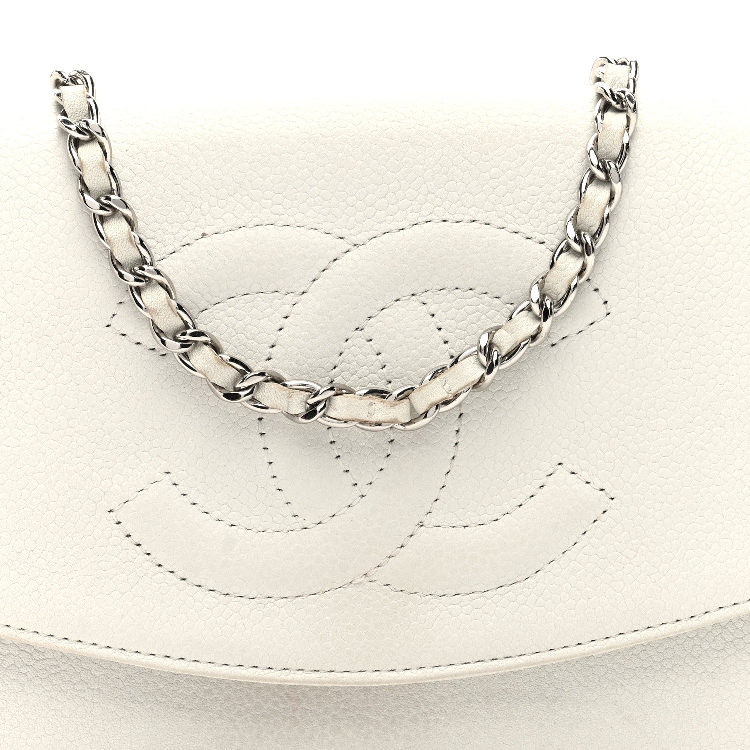 Chanel Caviar Timeless CC Wallet on Chain WOC White 8 of 11