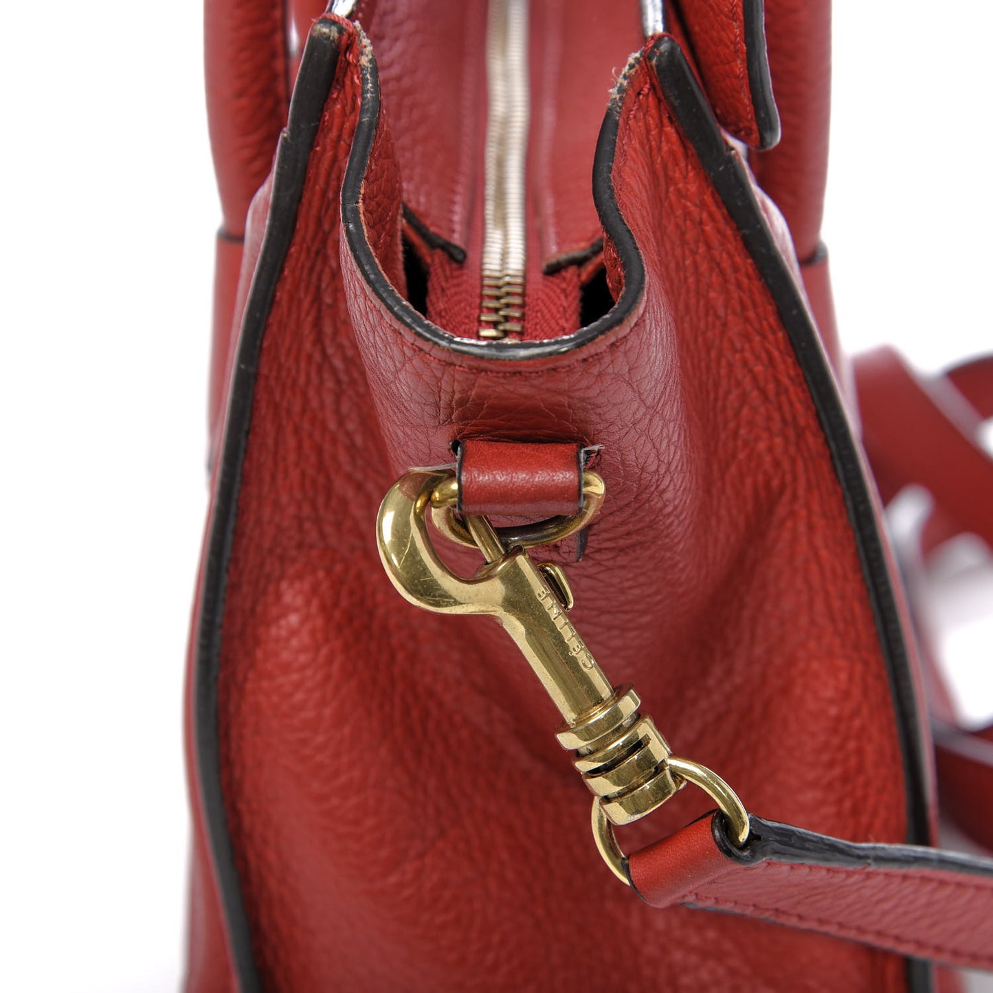Drummed Calfskin Nano Luggage Coquelicot