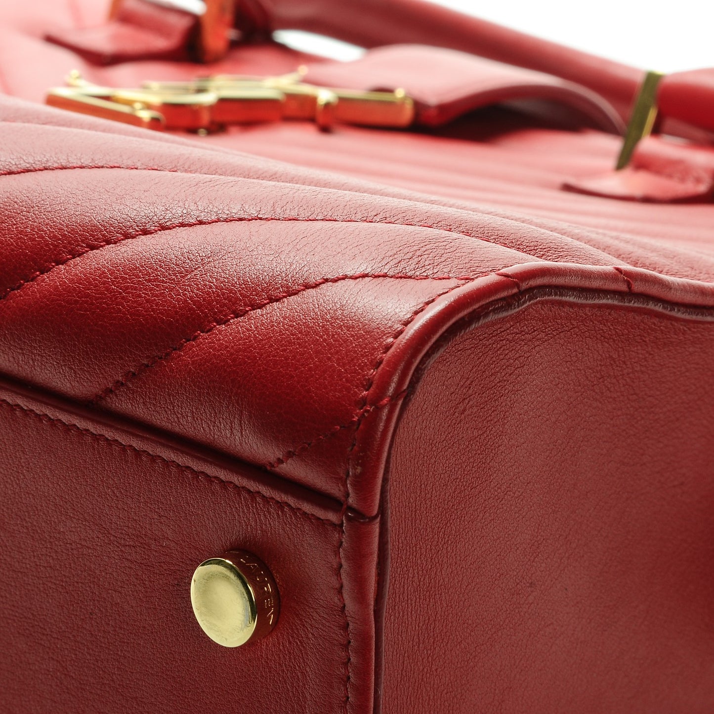 Calfskin Matelasse Chevron Small Monogram Cabas Lipstick Red