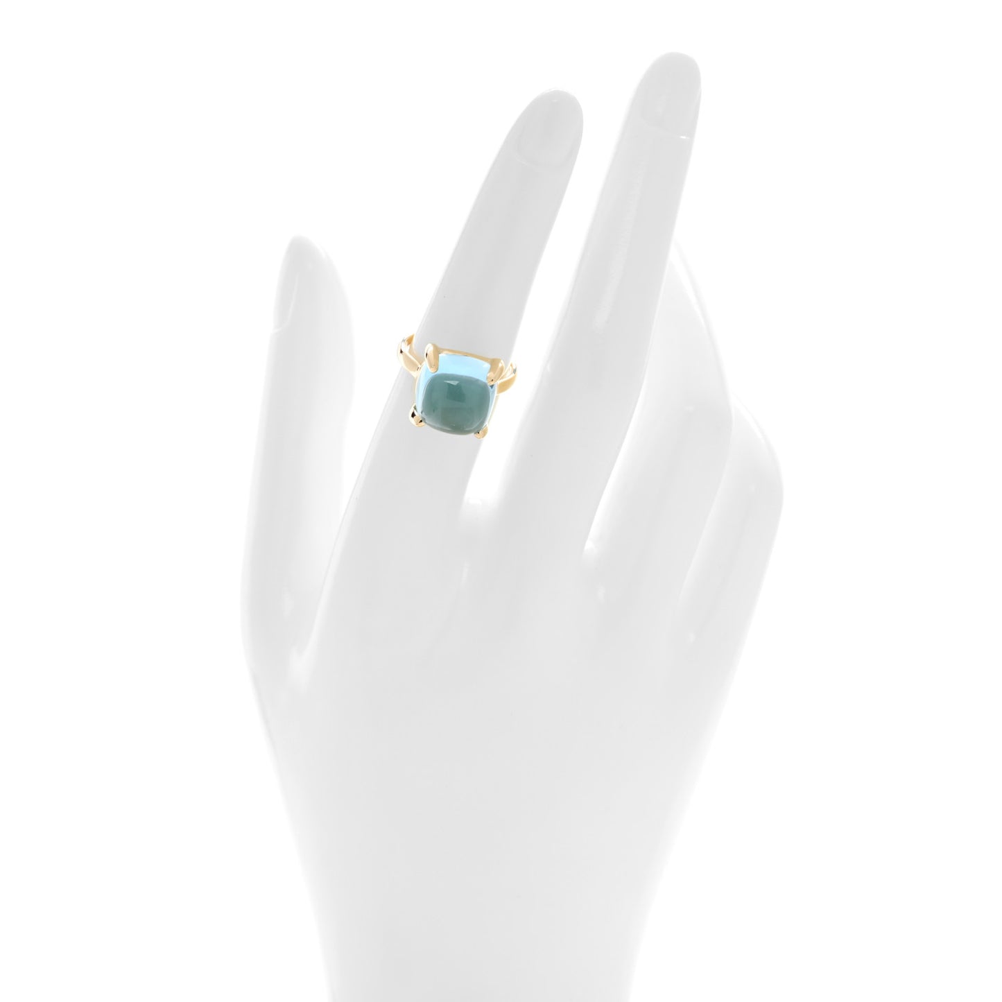 18K Yellow Gold Blue Topaz Large 12mm Paloma's Sugar Stacks Ring 53 6.25