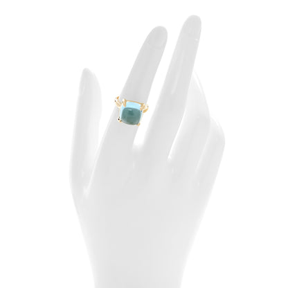 Tiffany 18K Yellow Gold Blue Topaz Large 12mm Paloma's Sugar Stacks Ring 53 6.25 2 of 4