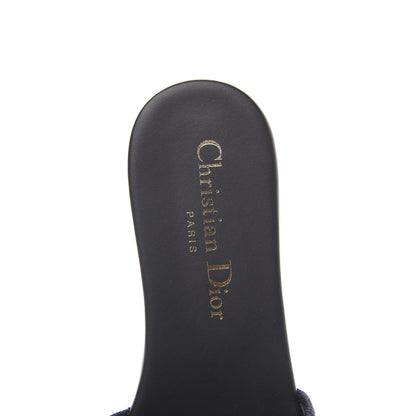 Christian Dior Canvas Embroidered Dway Mules Slide Sandals 34 Deep Blue 7 of 10