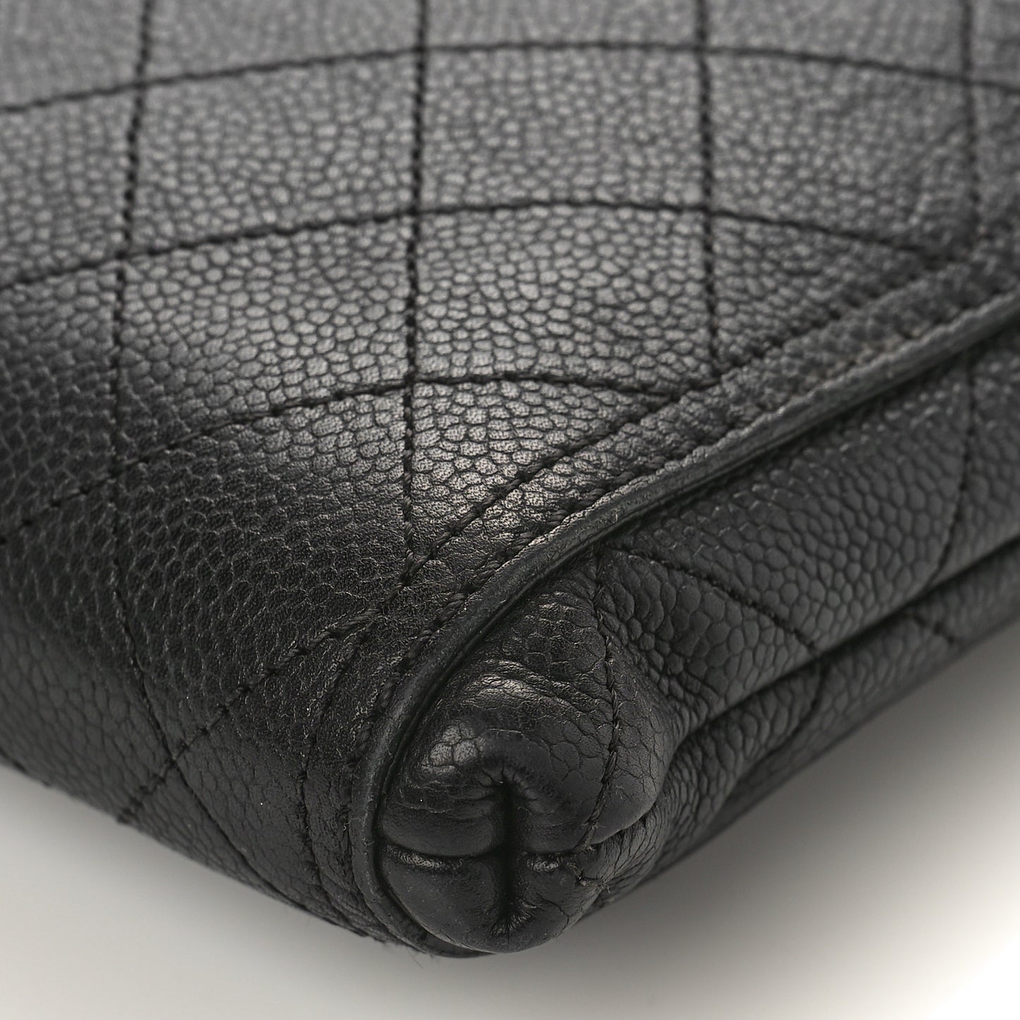 Caviar Stitched Small CC Pocket Shoulder Black