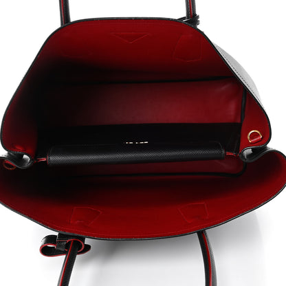 Prada Saffiano Cuir Large Double Bag Black Fuoco 4 of 4