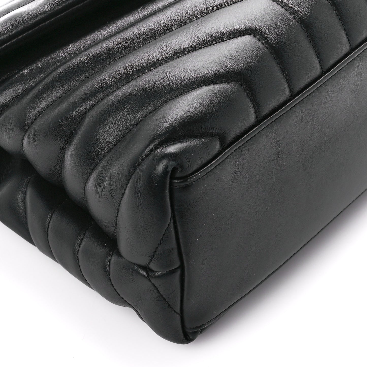 Calfskin Y Quilted Monogram Medium Loulou Chain Satchel Black
