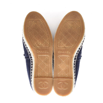 Chanel Denim Toile CC Espadrilles 39 Navy Black 6 of 7