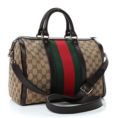 Gucci Monogram Vintage Web Medium Boston Dark Brown 2 of 4