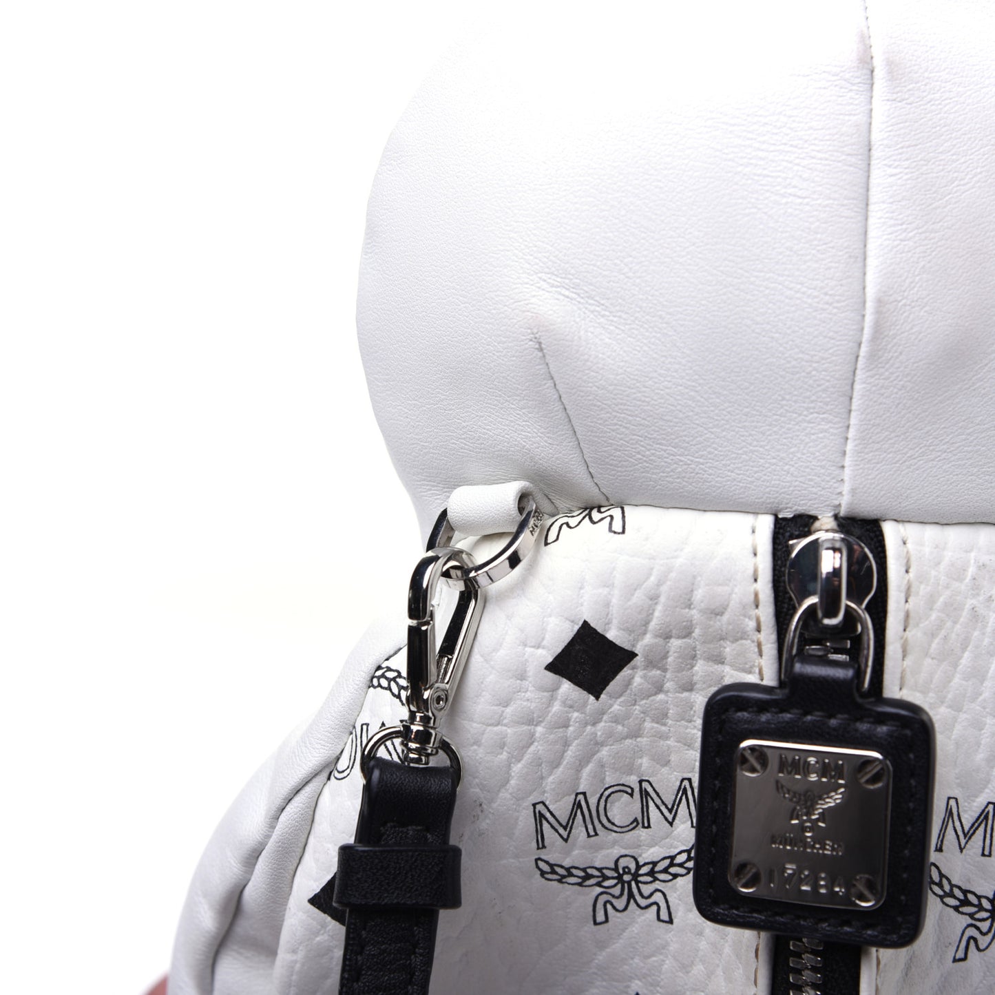 Calfskin Visetos Rabbit Zoo Doll Crossbody White