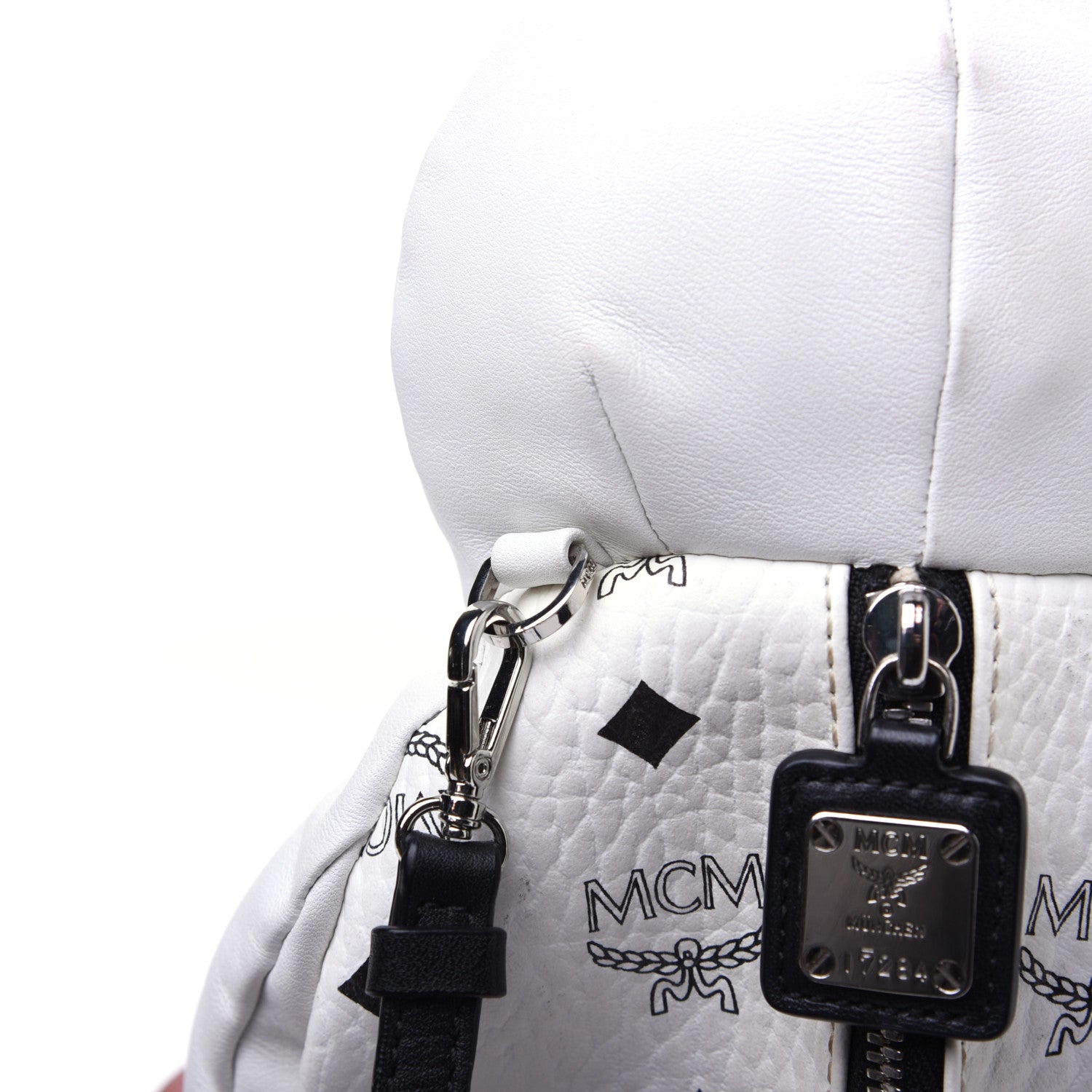 MCM Calfskin Visetos Rabbit Zoo Doll Crossbody White 18 of 20