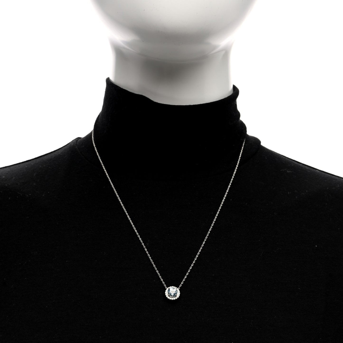 Platinum Diamond Aquamarine Soleste Pendant Necklace