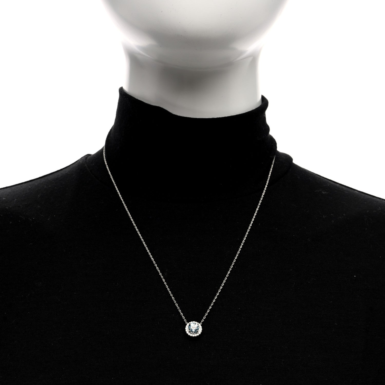 Tiffany Platinum Diamond Aquamarine Soleste Pendant Necklace 2 of 5