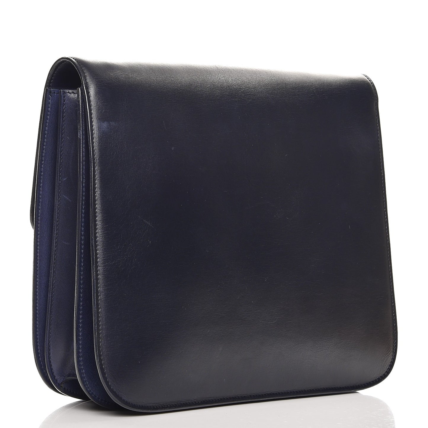 Smooth Calfskin Large Classic Box Flap Bag Navy