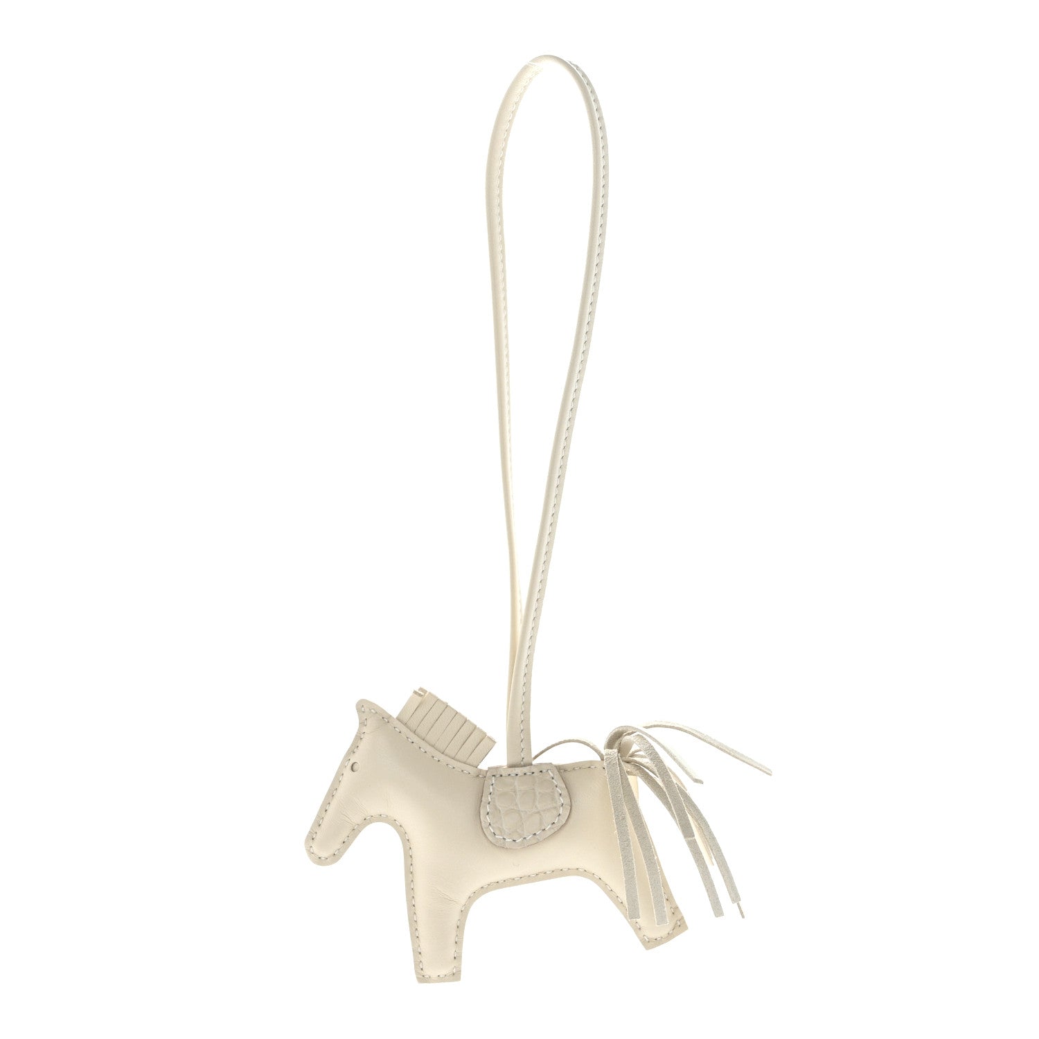 Hermes Milo Lambskin Matte Alligator Touch Grigri Rodeo Horse Bag Charm PM Craie Nata Beton 1 of 4