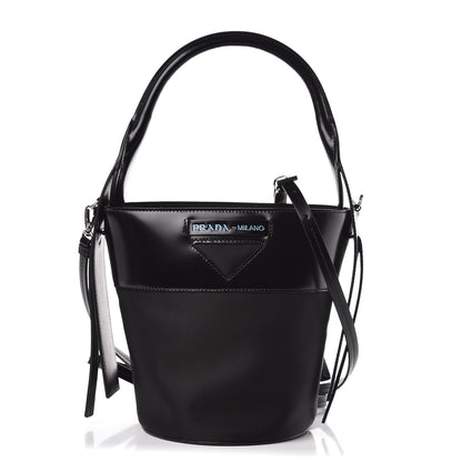 Prada Calfskin Tessuto Nylon Ouverture Bucket Bag Black 1 of 8