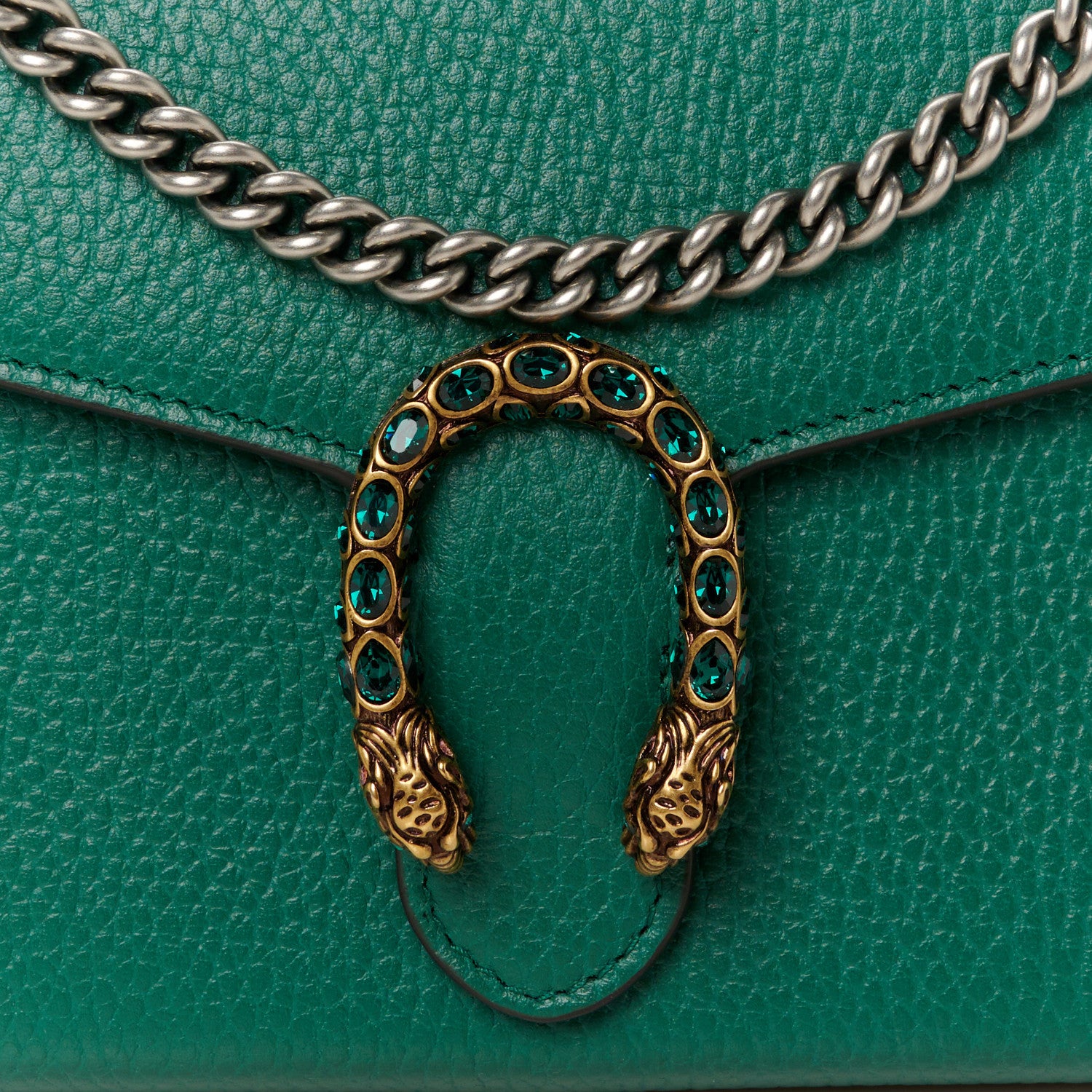 Gucci Calfskin Mini Dionysus Chain Wallet Emerald 7 of 10