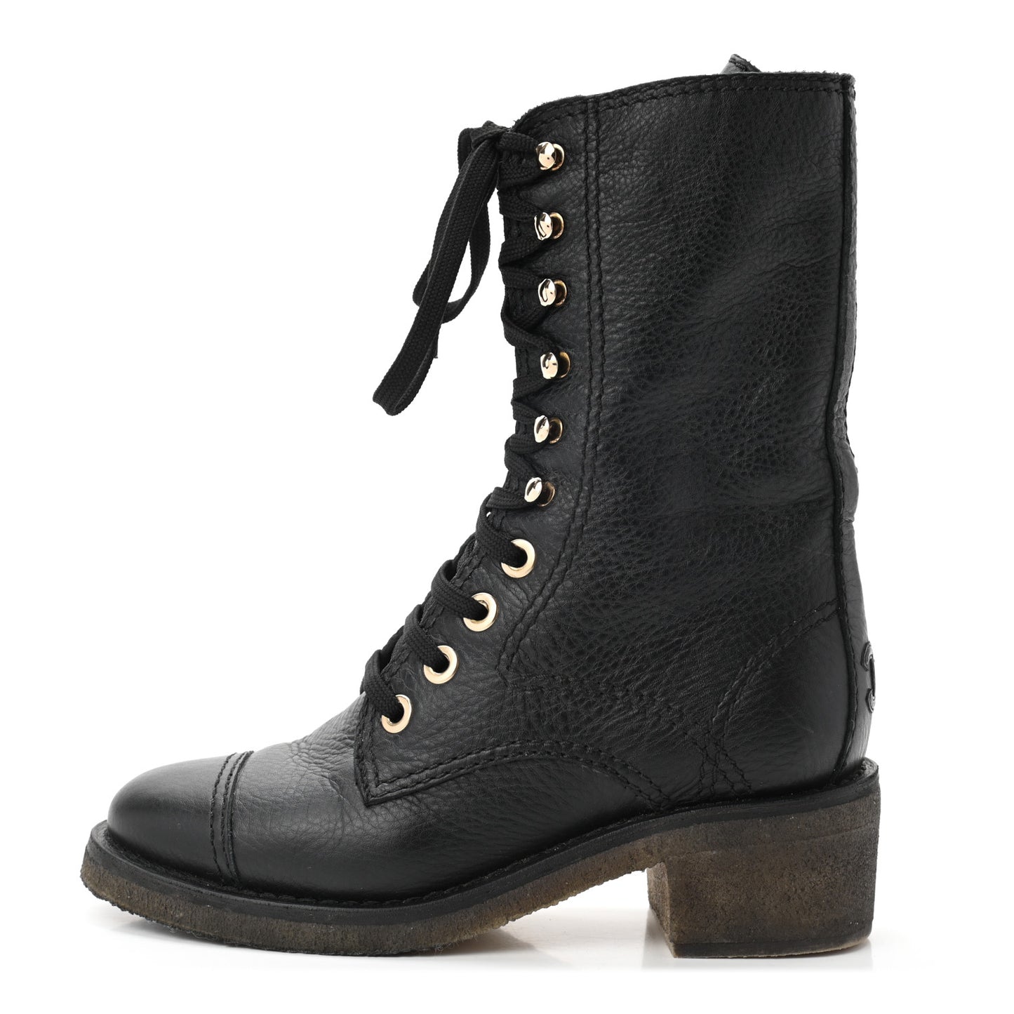 Calfskin CC Combat Boots 36 Black