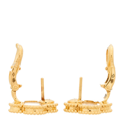 Van Cleef & Arpels 18K Yellow Gold Mother of Pearl Vintage Alhambra Earrings 3 of 5