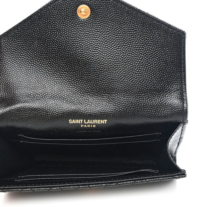 Saint Laurent Grain De Poudre Textured Mixed Matelasse Triquilt Small Monogram Envelope Wallet Black 5 of 7