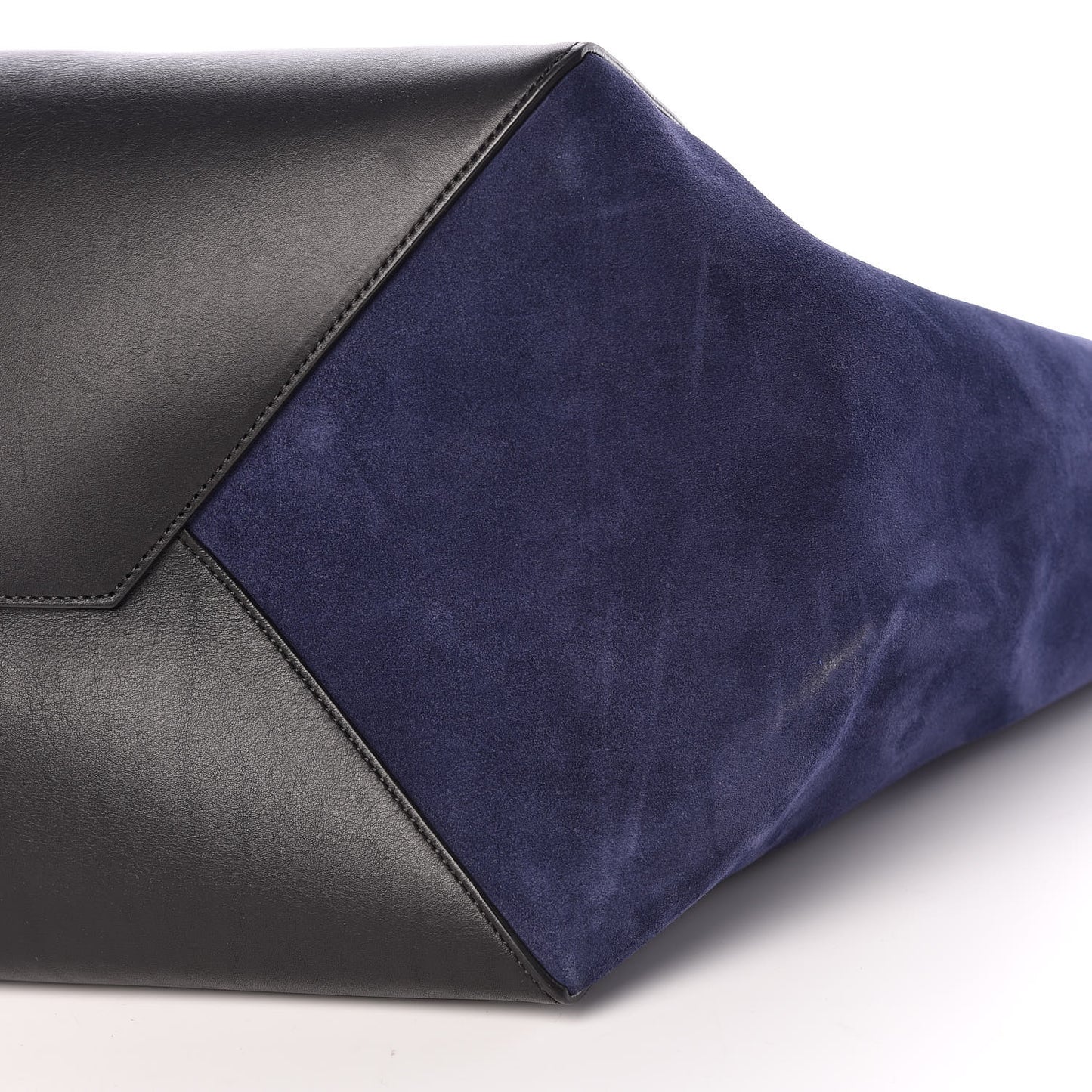 Smooth Calfskin Suede Large Phantom Luggage Bi-Cabas Black Navy