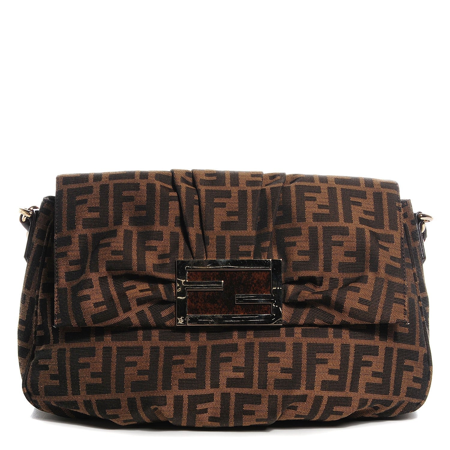 Fendi Zucca Patent Mia Shoulder Flap Tobacco 1 of 9