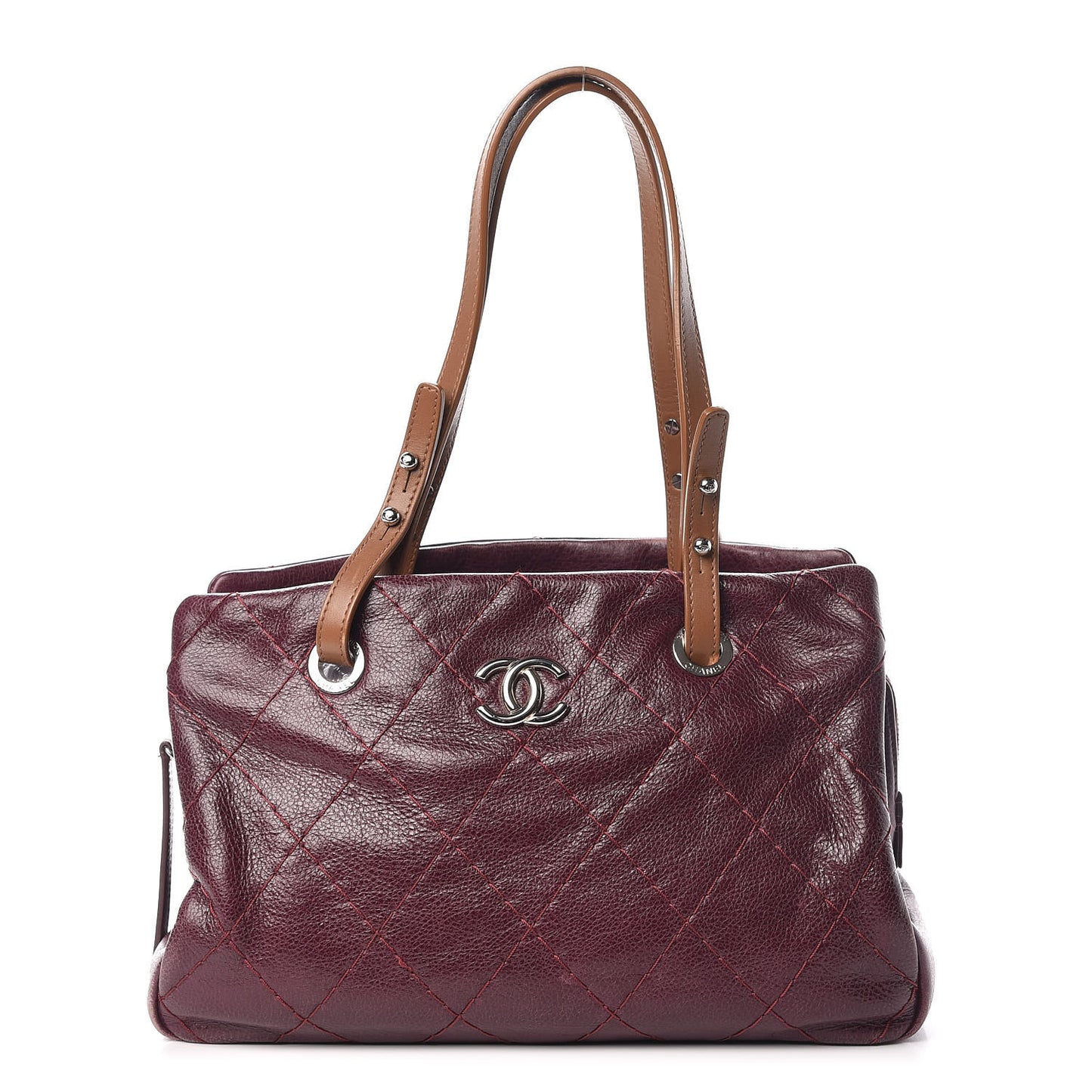 Glazed Calfskin On the Road Zip Tote Plum
