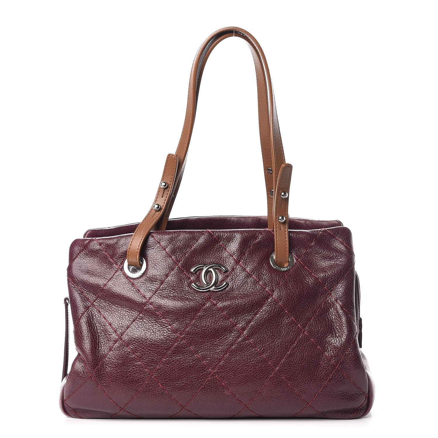 Chanel Glazed Calfskin On the Road Zip Tote Plum 1 of 13