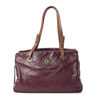 Chanel Glazed Calfskin On the Road Zip Tote Plum 1 of 13