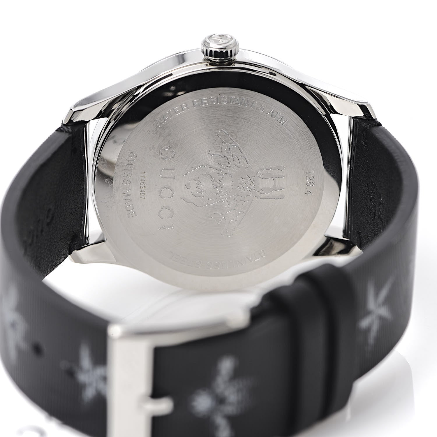 Gucci Stainless Steel Calfskin 38mm G-Timeless Bee Star Hologram Quartz Watch Black 5 of 6