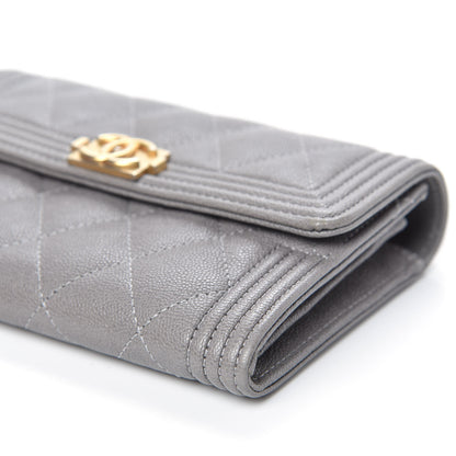 Chanel Caviar Quilted Medium Boy Flap Wallet Grey 9 of 11