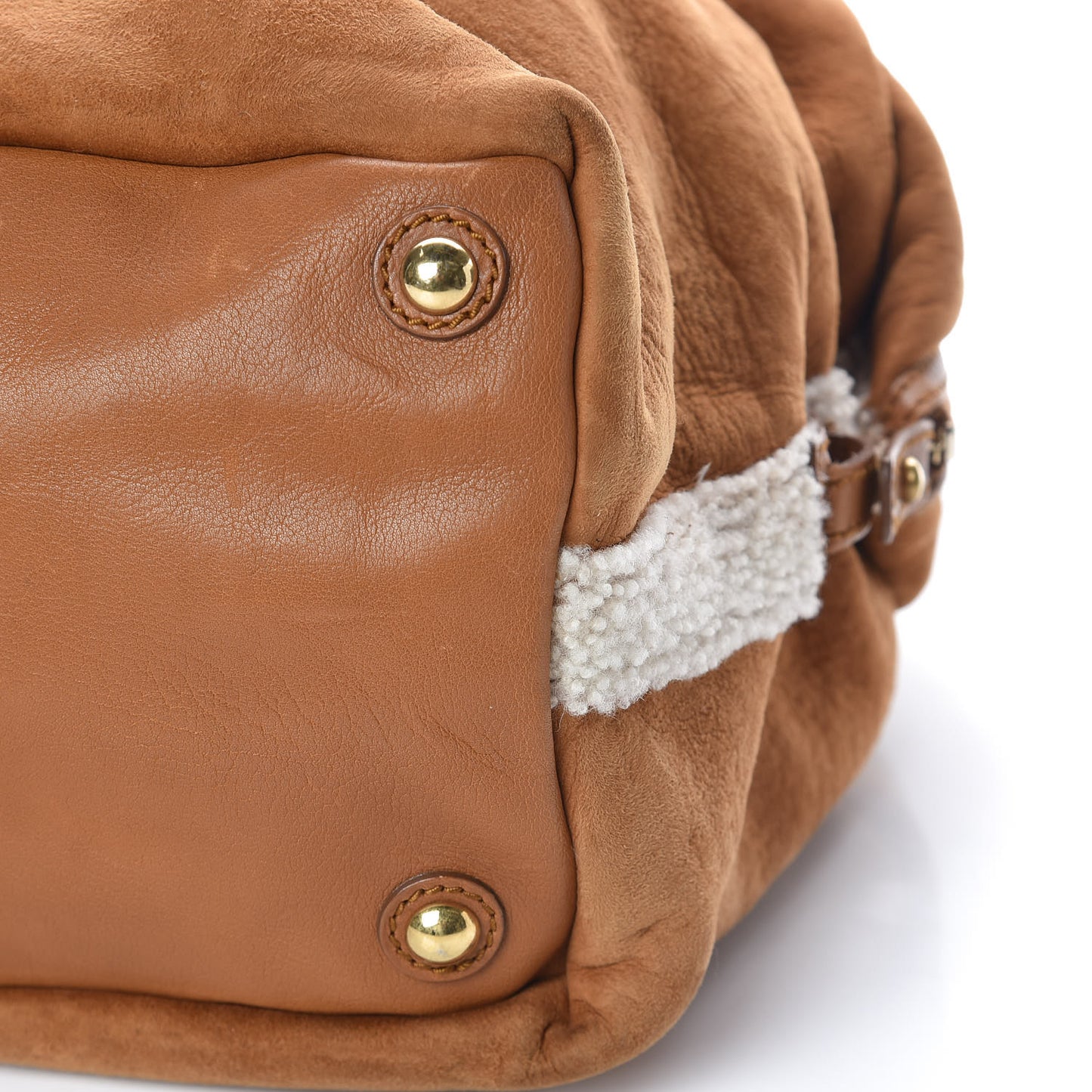 Suede Shearling Medium Easy Sac Tan