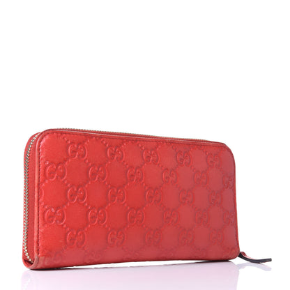 Gucci Guccissima Vitello Tender Zip Around Wallet Sporting Red 2 of 4