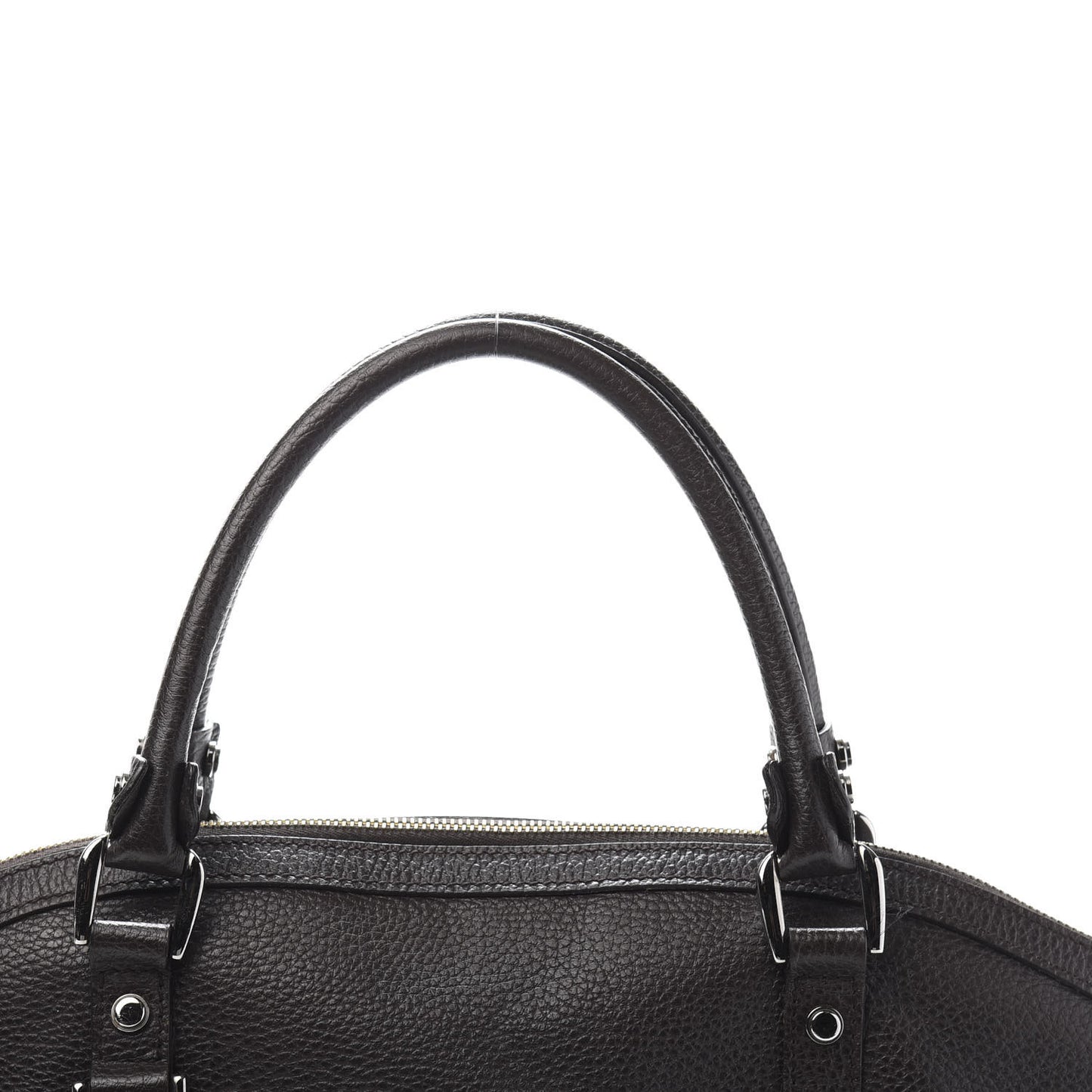 Pebbled Calfskin Medium GG Convertible Dome Satchel Dark Brown