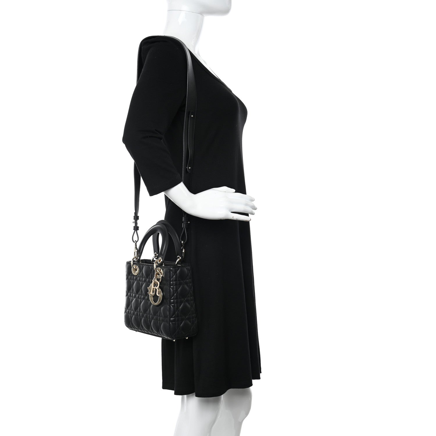 Christian Dior Lambskin Cannage Small My ABCDior Lady Dior Black 2 of 10