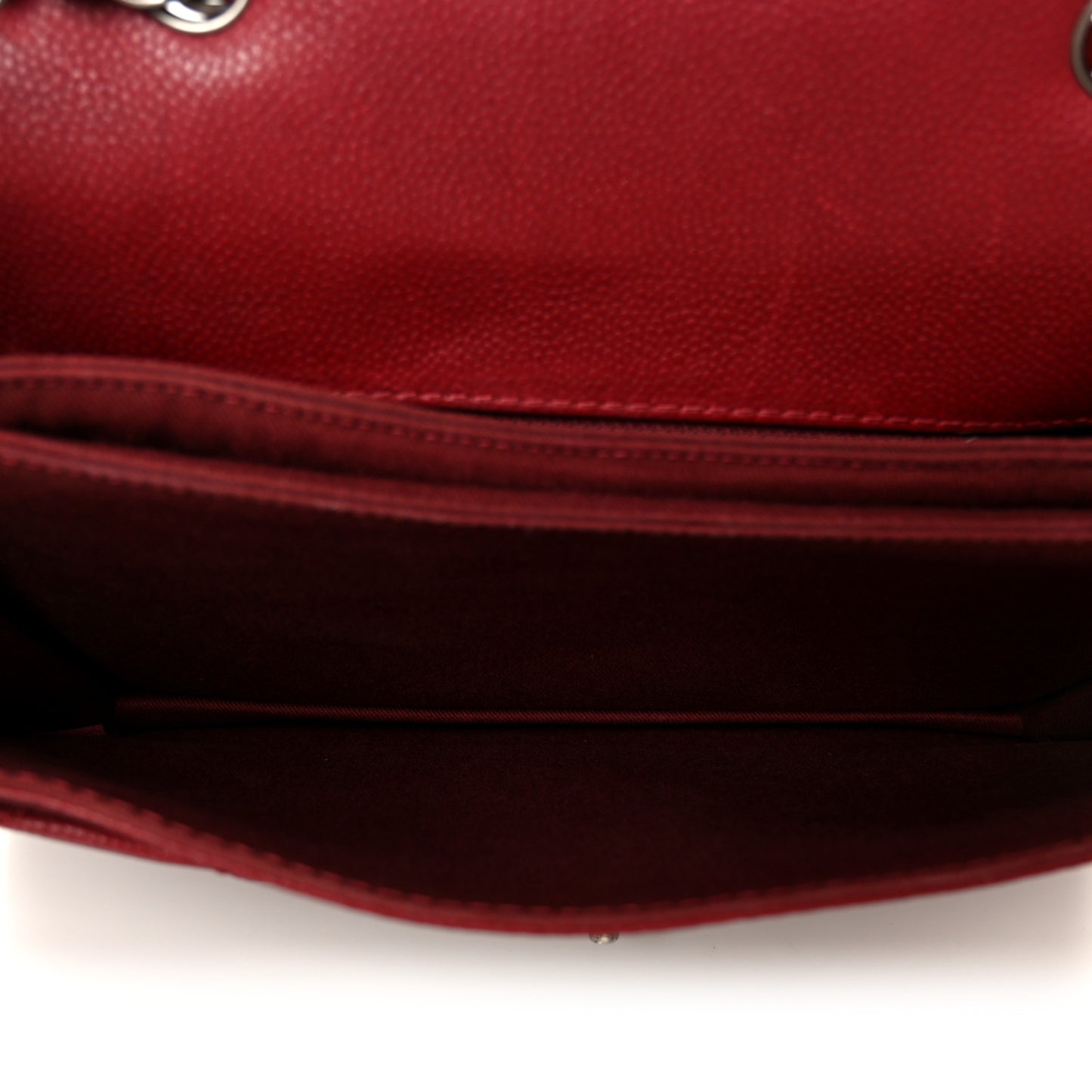 Caviar Quilted Flap With Chain Red