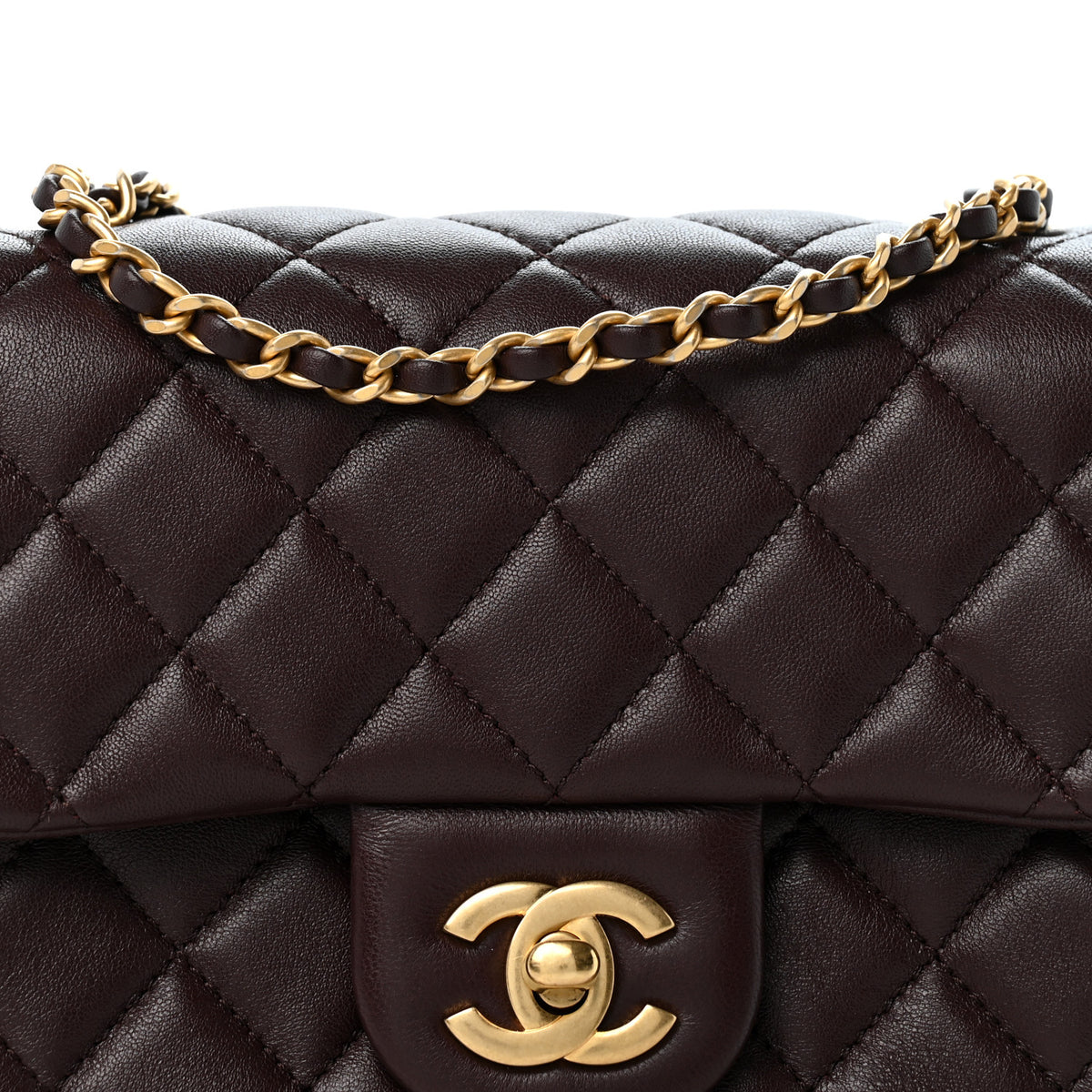 Chanel Lambskin Quilted CC Pearl Crush Mini Flap Dark Brown 8 of 12