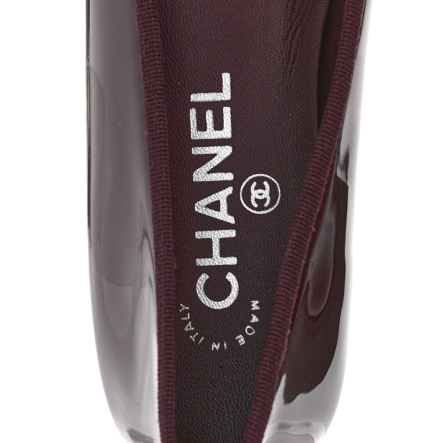 Chanel Patent Cap Toe Ballerina Flats 38 Prune 7 of 10