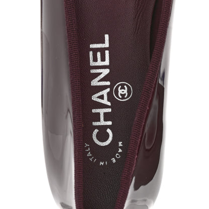 Chanel Patent Cap Toe Ballerina Flats 38 Prune 7 of 10
