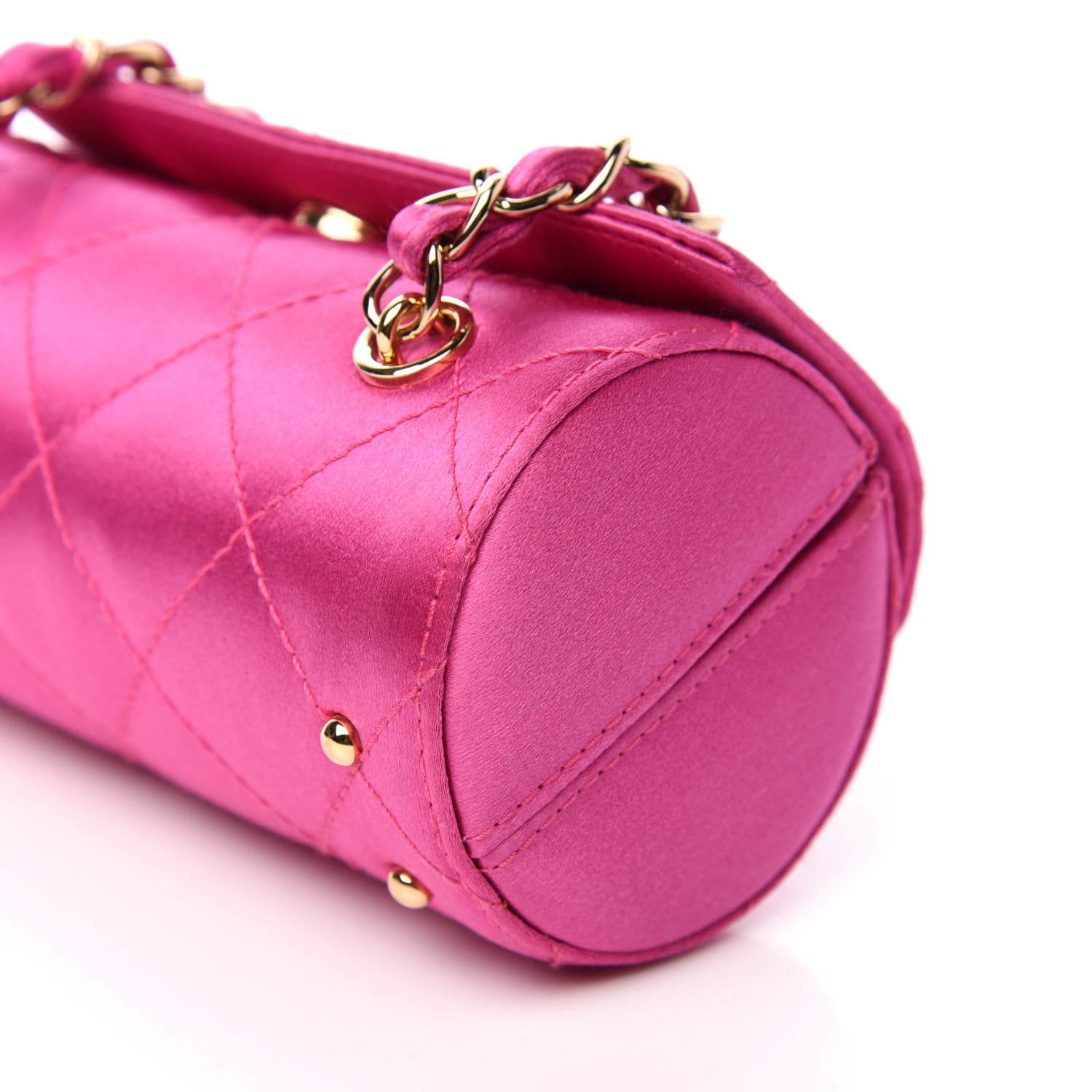 Chanel Satin Quilted Evening Bag Fuchsia 9 of 12