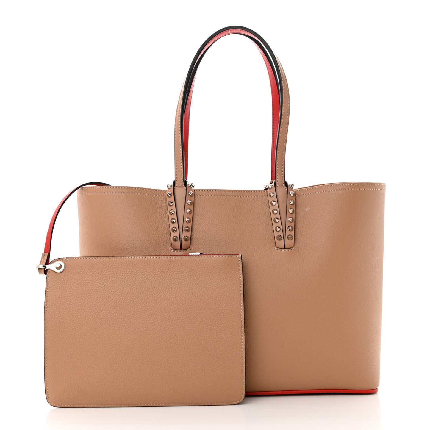 Calfskin Empire Spikes Small East West Cabata Tote Nude